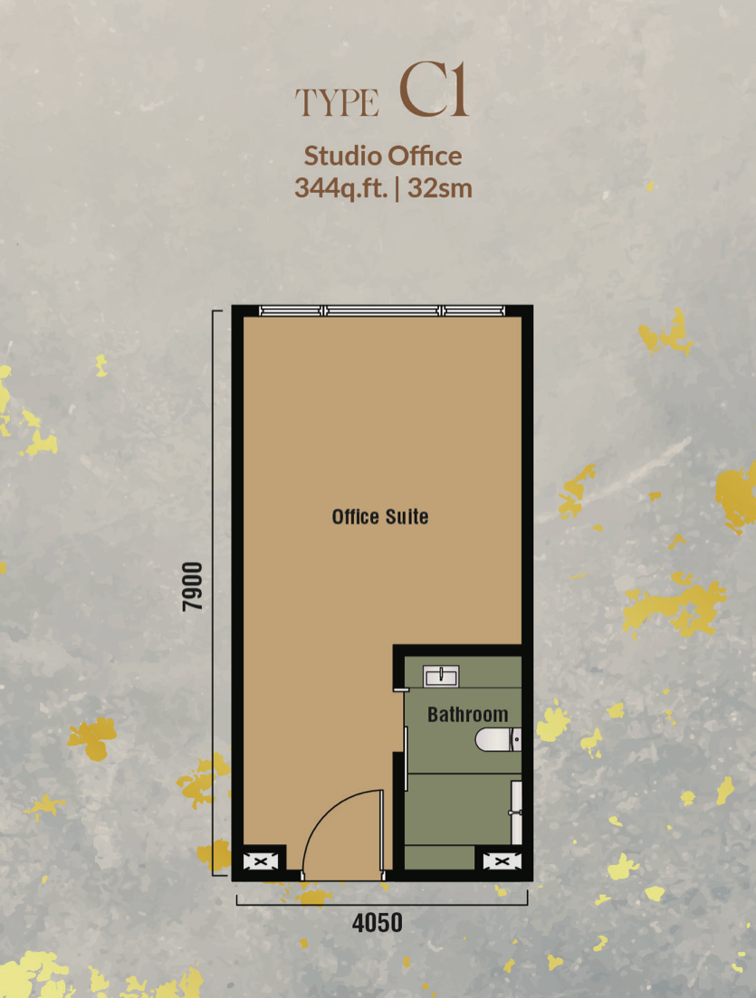 Branniganz Suites Type C | 344 sq.ft floor plan, Bukit Bintang